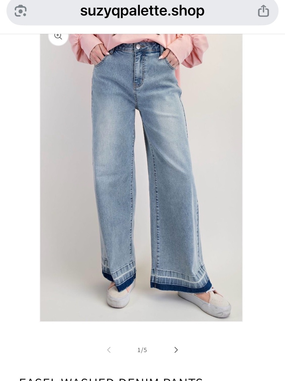 EASEL Washed Light Blue Wide-Leg Denim Jeans